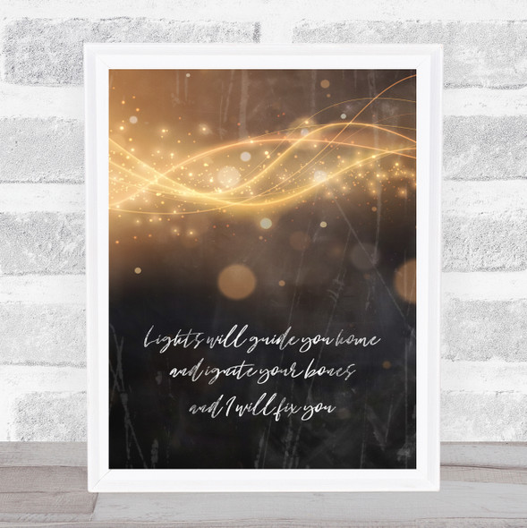 Coldplay Fix You Lights Glowing Lines Music Song Lyric Wall Art Print