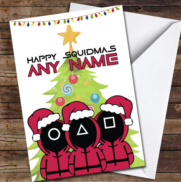 Squid Game Funny Tree Personalised Christmas Card