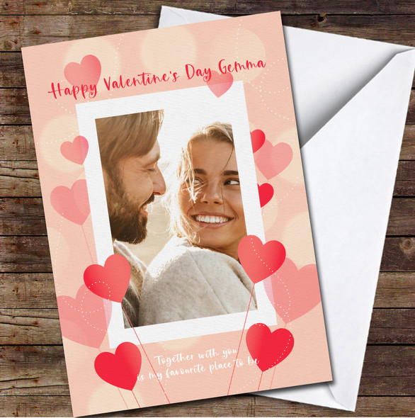 Peach Your Photo With Hearts Personalised Valentine's Day Card