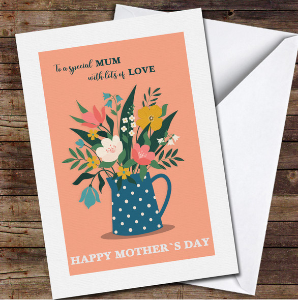 Bouquet Of Flowers Coral Personalised Mother's Day Card