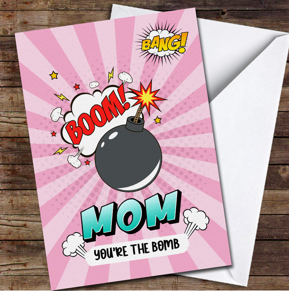 Pop Art Style Bomb Mom Personalised Mother's Day Card
