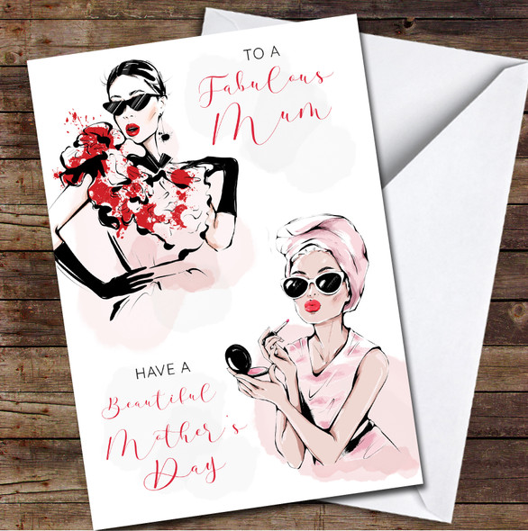 Fabulous Mum Fashion Illustration Personalised Mother's Day Card