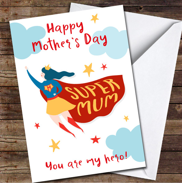 Super Mum Hero Flying Personalised Mother's Day Card