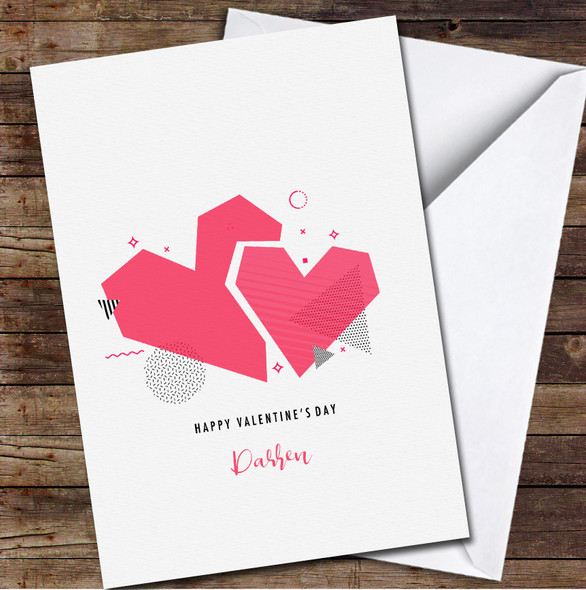 Abstract Geometric Love Heart Personalised Valentine's Day Card