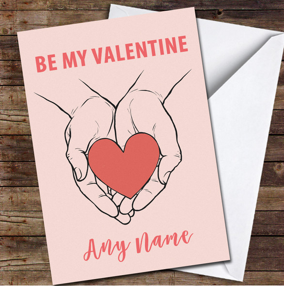 Hands Holding Heart Personalised Valentine's Day Card