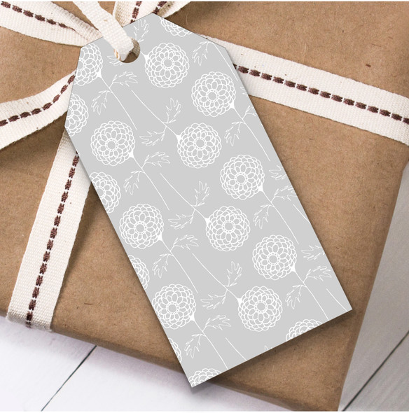 Light Grey Flower Circular Falling Birthday Present Favor Gift Tags