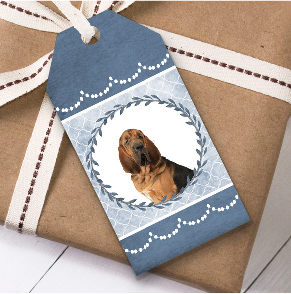 Bloodhound Dog Blue Birthday Present Favor Gift Tags