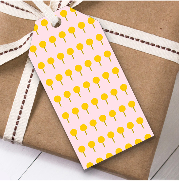 Mustard And Pink Lollipops Birthday Present Favor Gift Tags