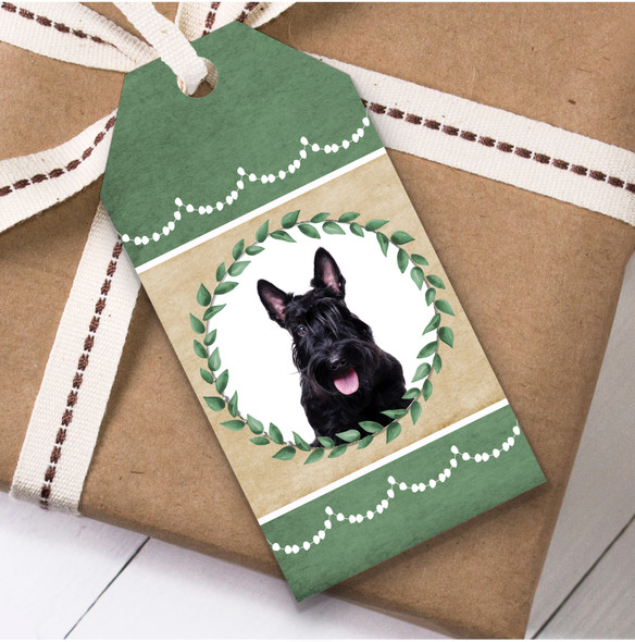 Scottish Terrier Dog Green Birthday Present Favor Gift Tags