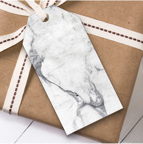 Grey Marble Effect Birthday Present Favor Gift Tags