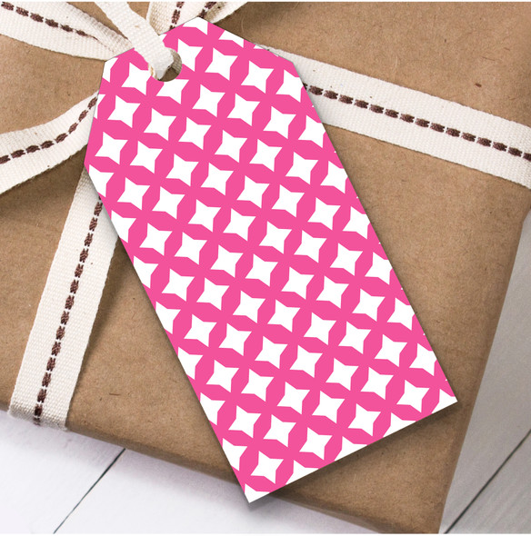 Pink And White Triangle Pattern Birthday Present Favor Gift Tags