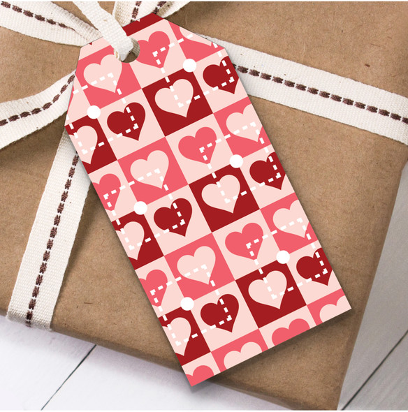 Multiple Boxed Hearts Dotted Squares Birthday Present Favor Gift Tags