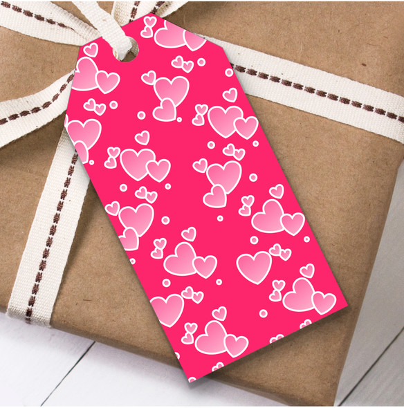 Fuchsia Pink Floating Bubble Heart Birthday Present Favor Gift Tags