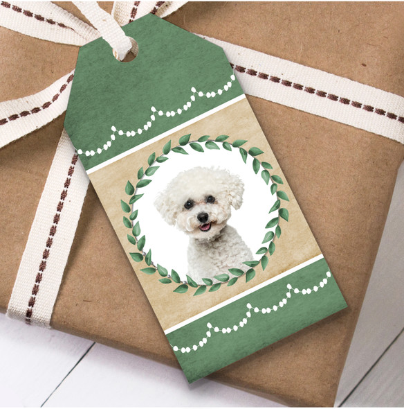 Bichon Frise Dog Green Birthday Present Favor Gift Tags