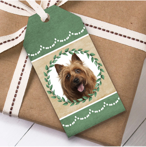 Australian Terrier Dog Green Birthday Present Favor Gift Tags