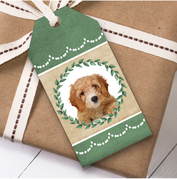 Cavapoo Dog Green Birthday Present Favor Gift Tags