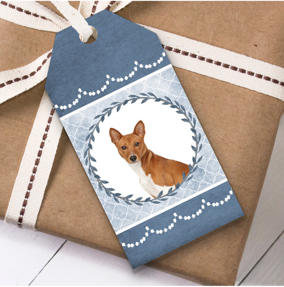Basenji Dog Blue Birthday Present Favor Gift Tags