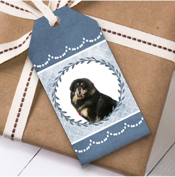 Tibetan Mastiff Dog Blue Birthday Present Favor Gift Tags