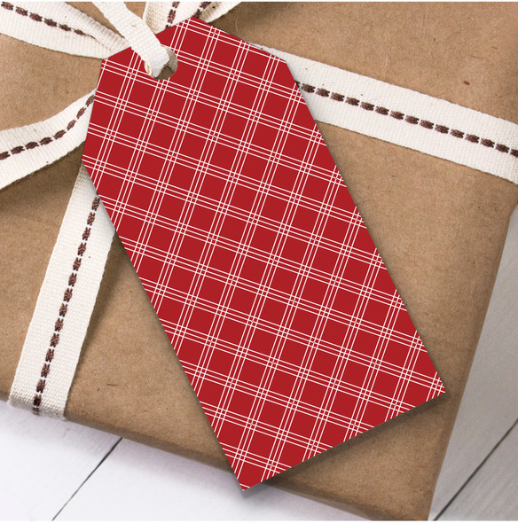 Red And White Diamon Thing Lines Repeat Birthday Present Favor Gift Tags