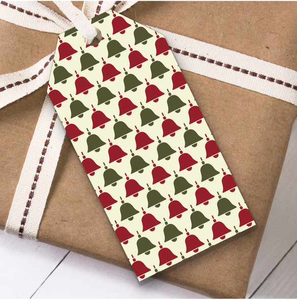 Dark Green And Dark Red Service Bell Christmas Present Favor Gift Tags