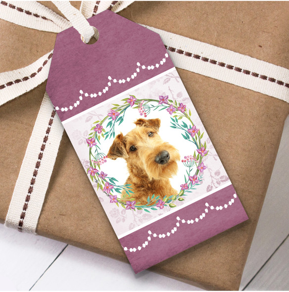 Irish Terrier Dog Pink Floral Birthday Present Favor Gift Tags