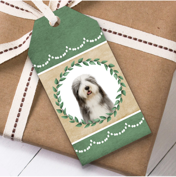 Old English Sheepdog Dog Green Birthday Present Favor Gift Tags