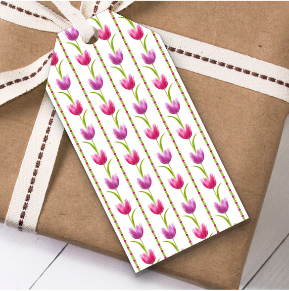 Pink Purple Tulips Birthday Present Favor Gift Tags