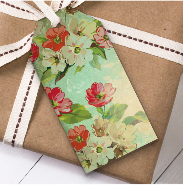 Vintage Floral Birthday Present Favor Gift Tags
