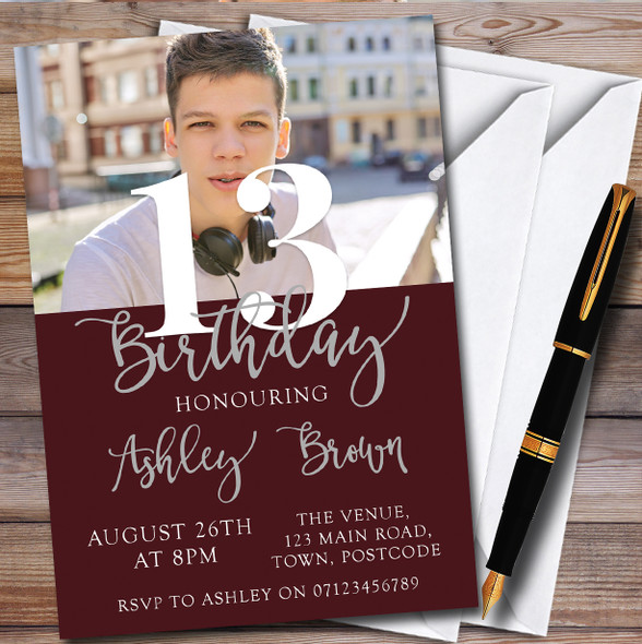 Any Age Any Colour Any Photo 13th Personalised Birthday Party Invitations