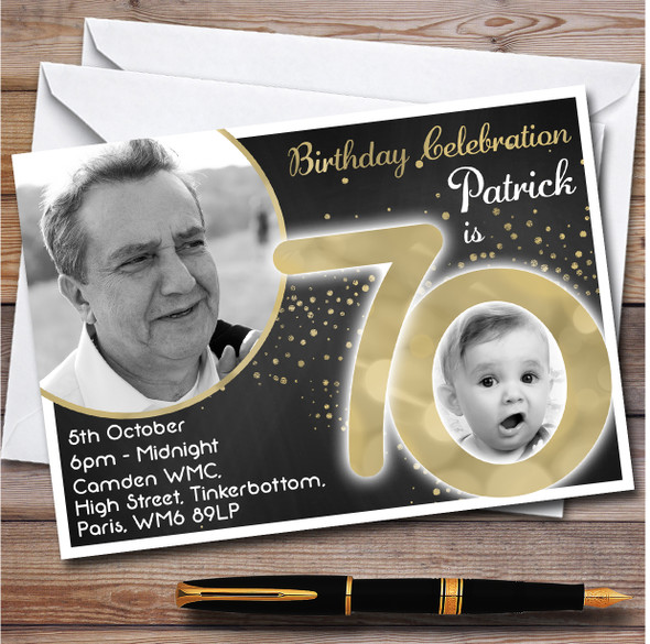 Photo 70 Young & Older Chalk 70Th Personalised Birthday Party Invitations