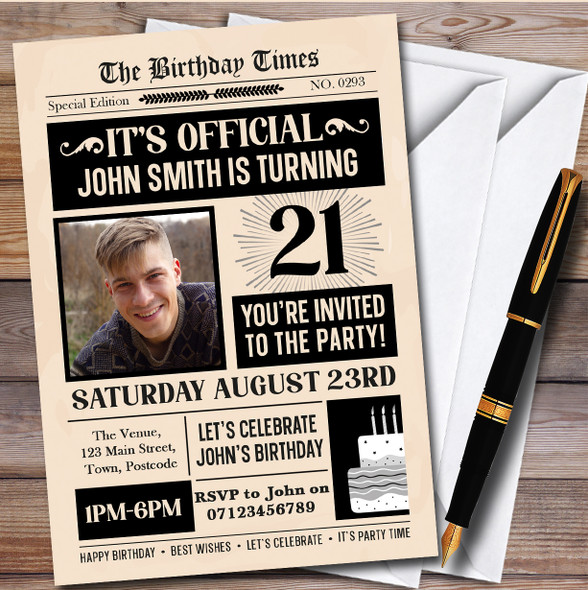 21st birthday invitations male