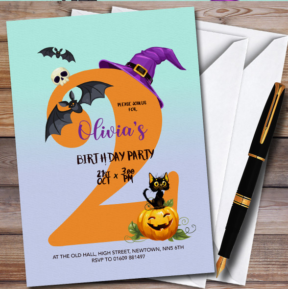Spooky Halloween October 2Nd Personalised Children's Birthday Party Invitations