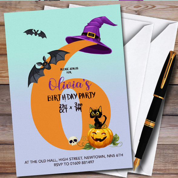 Spooky Halloween October 6Th Personalised Children's Birthday Party Invitations