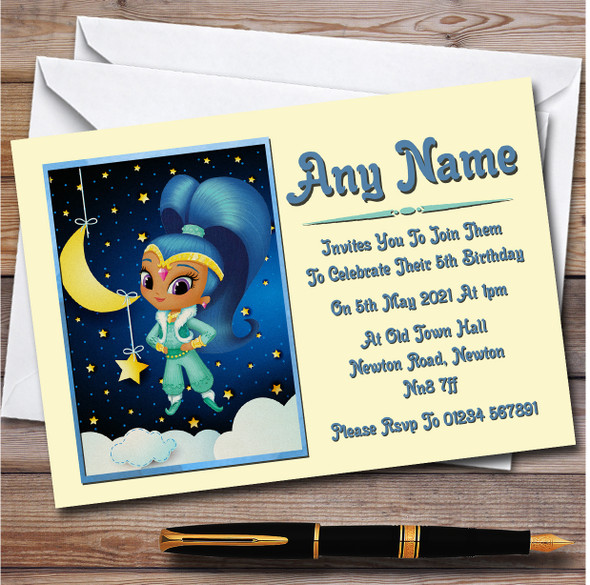 Shimmer And Shine Moon Night Personalised Children's Birthday Party Invitations