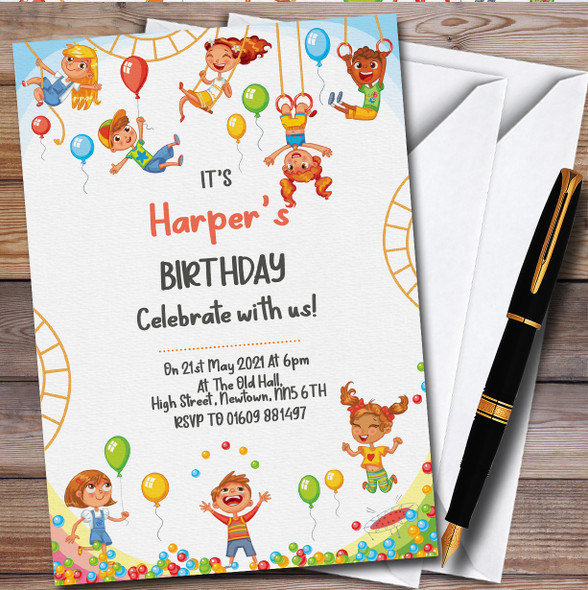 Circus Gymnastics Kids Personalised Children's Kids Birthday Party Invitations