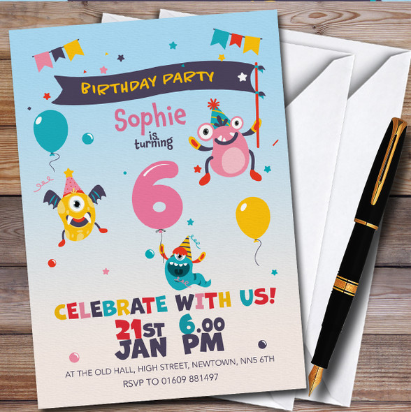Monster Aliens 6Th Personalised Children's Kids Birthday Party Invitations