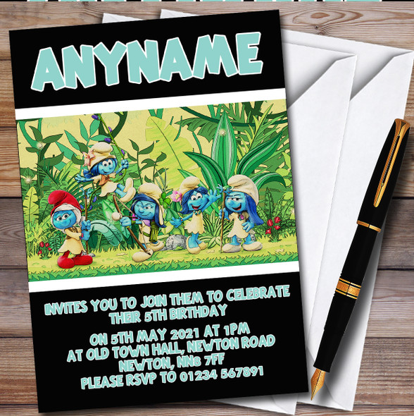 The Smurfs Leaves Personalised Children's Kids Birthday Party Invitations