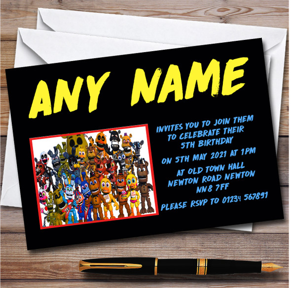 Five Nights At Freddy's Fnaf All Characters Children's Party Invitations