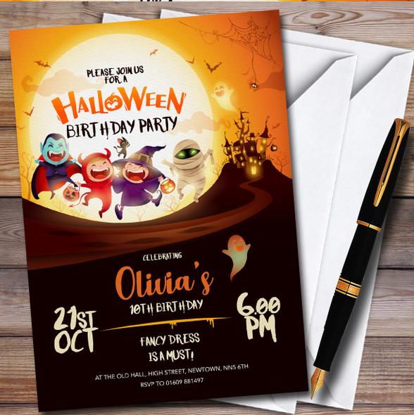 Cute Monsters October Halloween Children's Birthday Party Invitations