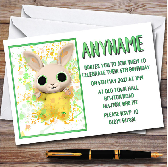 Bing Bunny Charlie Splatter Art Children's Birthday Party Invitations