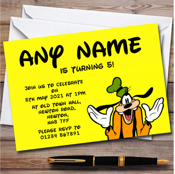 Disney Goofy Personalised Children's Kids Birthday Party Invitations