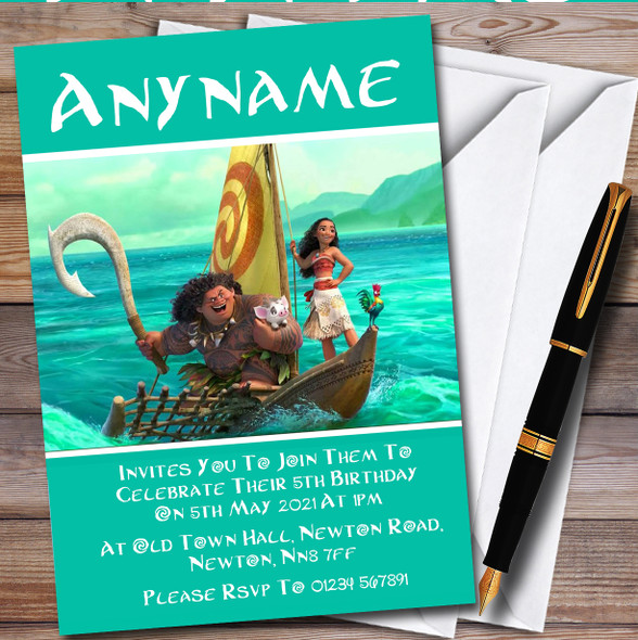 Disney Moana Personalised Children's Kids Birthday Party Invitations