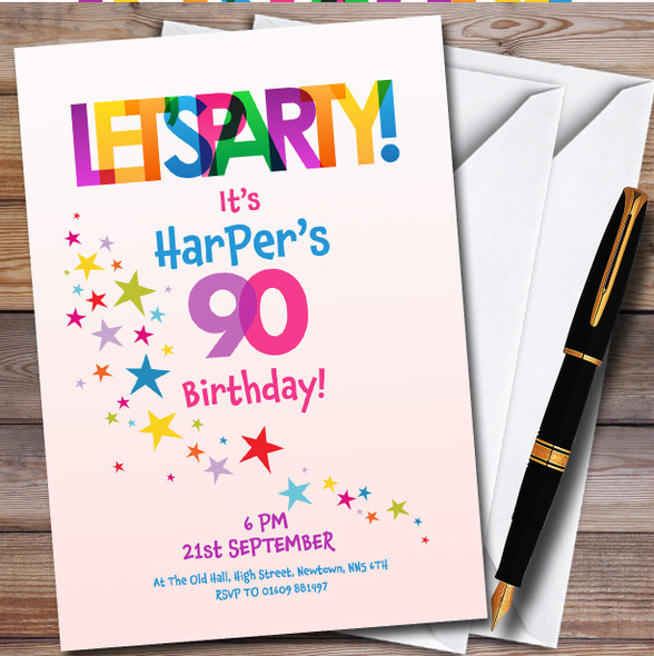 Lets Party Colourful Personalised Birthday Party Invitations