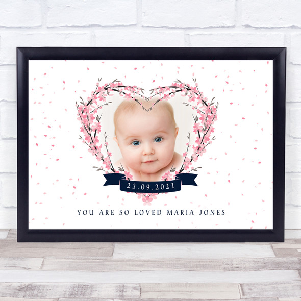 New Baby Birth Details Christening Nursery Blossom Photo Keepsake Gift Print