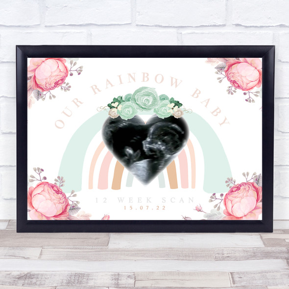 Floral Pastel Rainbow Baby Pregnancy Scan Picture Photo Keepsake Gift Print