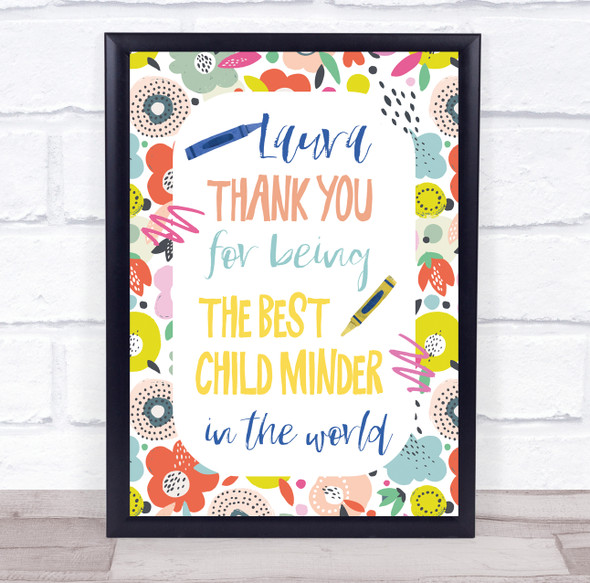 Thank You Childminder Babysitter Typographic Playful Personalised Gift Art Print