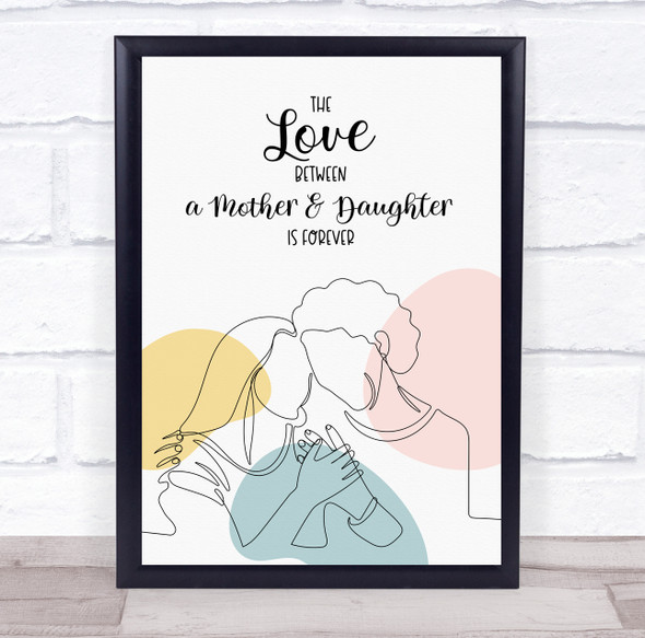 Line Art Mum And Daughter Pastel Personalised Gift Art Print