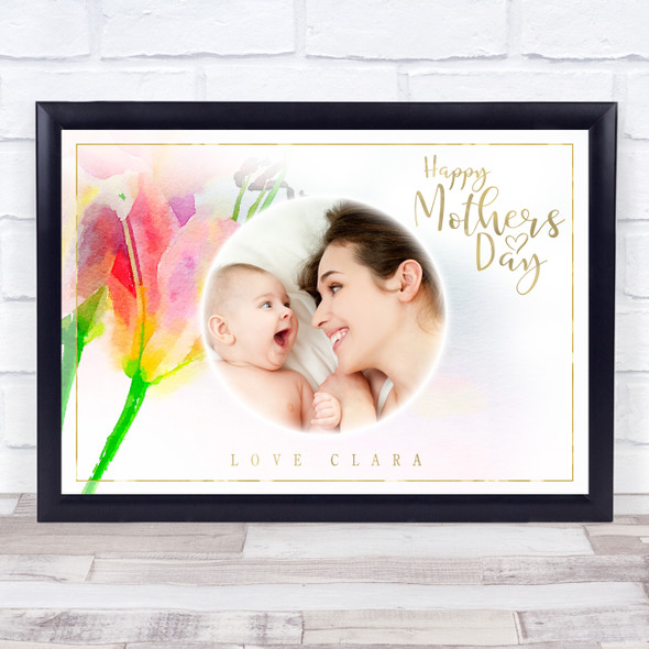 Beautiful Watercolour Lily Photo Mothers Day Personalised Gift Art Print