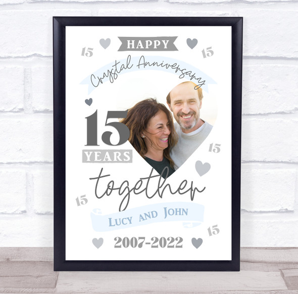 15 Years Together 15th Wedding Anniversary Crystal Photo Personalised Gift Print