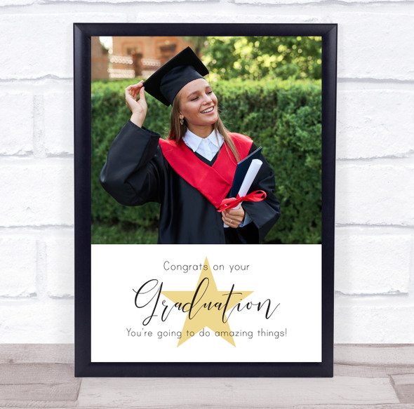 Graduation Congratulations Photos Gold Star Personalised Gift Art Print